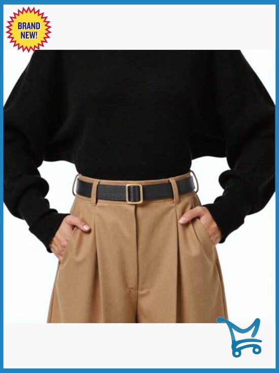 Genuine Leather Adjustable Belt with No-Hole Design for Jeans Pants